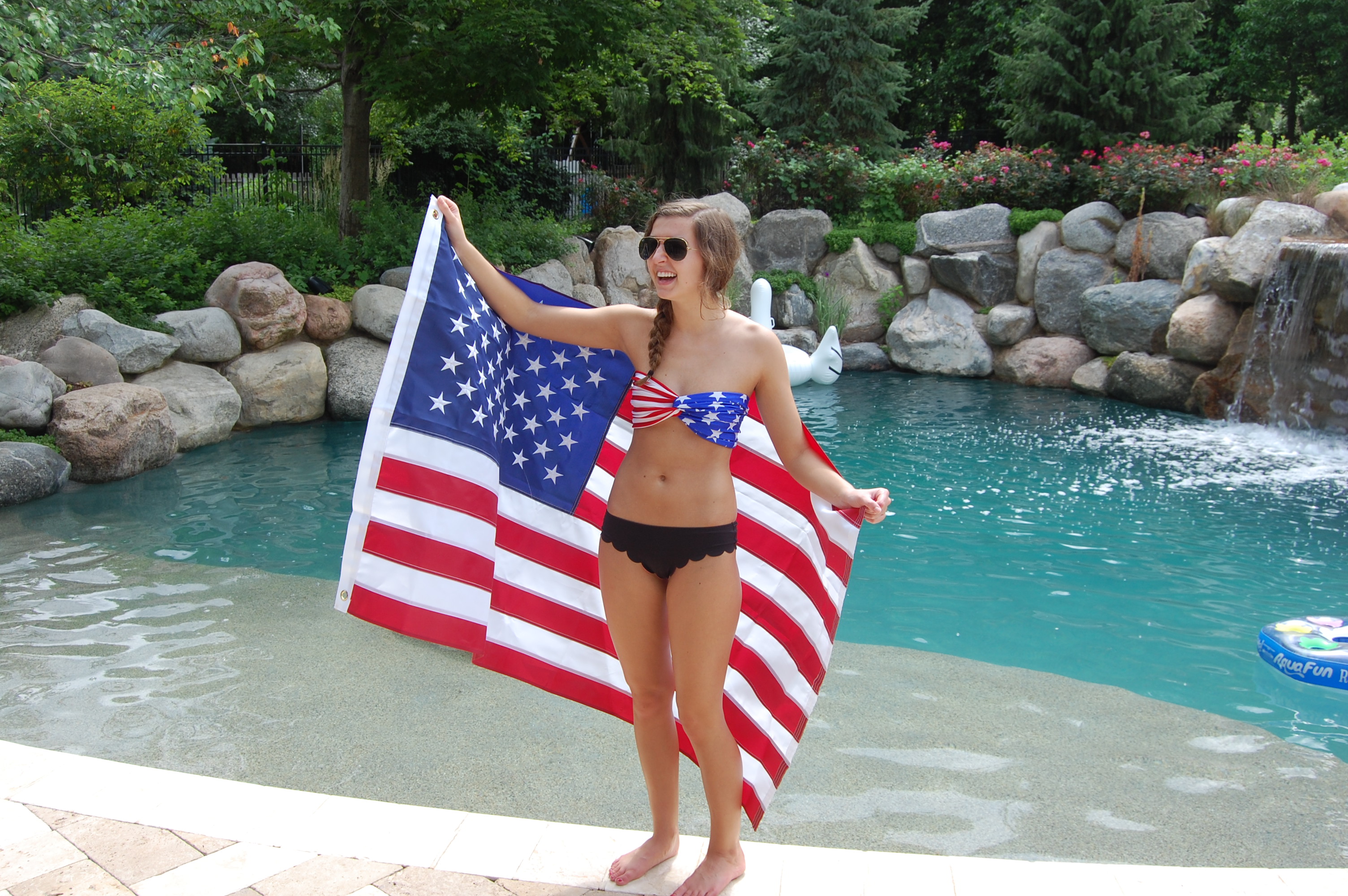 american flag bandeau swimsuit scalloped swimsuit bottoms